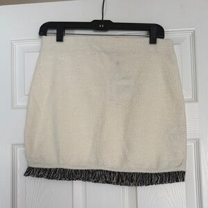New w/ Tags Zara Cream Mini Skirt with Black Fringe